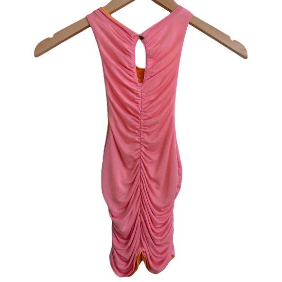 PILCRO for Anthropologie Reversible Ruched Sleeveless Top in Pink and Orange - Picture 6 of 10